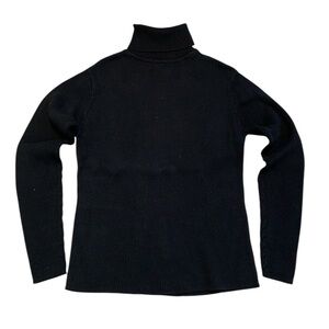 Moda International Black Ribbed Cotton Turtleneck Sweater XL